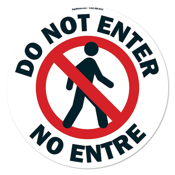 Do Not Enter-No Entre 16in Non-Slip Floor Marker, 12PK, 16 in L, 16 in H, FD-2-C-16-12PK-99951